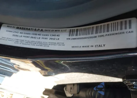 2017 Maserati Quattroporte S/Sport from USA, damaged, VIN ZAM56RRS0H1235500